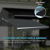 Outdoor Folding Arm Awning Retractable Sunshade Canopy Grey 4.0m x 2.5m - 45-Degree Angle