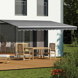 Outdoor Folding Arm Awning Retractable Sunshade Canopy Grey 4.0m x 2.5m - Front View