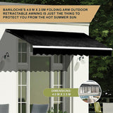 Outdoor Folding Arm Awning Retractable Sunshade Canopy Black 4.0m x 2.5m - Low Angle