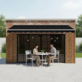 Outdoor Folding Arm Awning Retractable Sunshade Canopy Black 4.0m x 2.5m