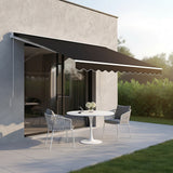 Outdoor Folding Arm Awning Retractable Sunshade Canopy Black 5.0m x 2.5m - Front View