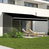 Outdoor Folding Arm Awning Retractable Sunshade Canopy Black 5.0m x 2.5m - Front View