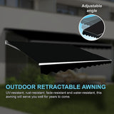 Outdoor Folding Arm Awning Retractable Sunshade Canopy Black 5.0m x 2.5m - Low Angle