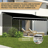 Outdoor Folding Arm Awning Retractable Sunshade Canopy Black 5.0m x 2.5m - Extra Image