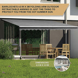 Outdoor Folding Arm Awning Retractable Sunshade Canopy Grey 4.0m x 3.0m - Low Angle
