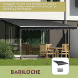Outdoor Folding Arm Awning Retractable Sunshade Canopy Grey 5.0m x 3.0m - 45-Degree Angle