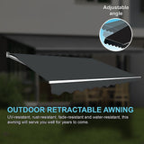 Outdoor Folding Arm Awning Retractable Sunshade Canopy Grey 5.0m x 3.0m - Rear View
