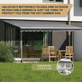 Outdoor Folding Arm Awning Retractable Sunshade Canopy Grey 5.0m x 3.0m - Low Angle
