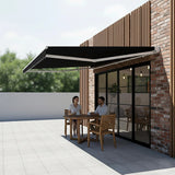 Outdoor Folding Arm Awning Retractable Sunshade Canopy Black 5.0m x 3.0m - 45-Degree Angle