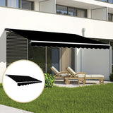 Outdoor Folding Arm Awning Retractable Sunshade Canopy Black 5.0m x 3.0m - Rear View