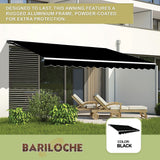 Outdoor Folding Arm Awning Retractable Sunshade Canopy Black 5.0m x 3.0m - Low Angle