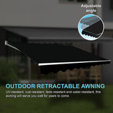 Outdoor Folding Arm Awning Retractable Sunshade Canopy Black 5.0m x 3.0m - 45-Degree Angle