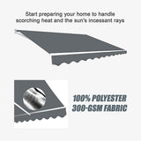 Motorised Outdoor Folding Arm Awning Retractable Sunshade Canopy Grey 3.0m x 2.5m