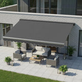 Motorised Outdoor Folding Arm Awning Retractable Sunshade Canopy Grey 3.0m x 2.5m - Front View