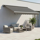 Motorised Outdoor Folding Arm Awning Retractable Sunshade Canopy Grey 3.0m x 2.5m - Low Angle