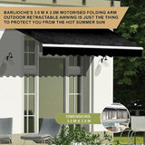 Motorised Outdoor Folding Arm Awning Retractable Sunshade Canopy Black 3.0m x 2.5m - Extra Image