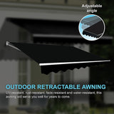 Motorised Outdoor Folding Arm Awning Retractable Sunshade Canopy Black 3.0m x 2.5m - Rear View