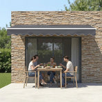 Motorised Outdoor Folding Arm Awning Retractable Sunshade Canopy Grey 4.0m x 2.5m, image 5