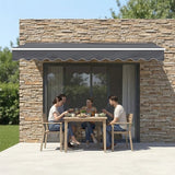 Motorised Outdoor Folding Arm Awning Retractable Sunshade Canopy Grey 4.0m x 2.5m - 45-Degree Angle