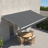 Motorised Outdoor Folding Arm Awning Retractable Sunshade Canopy Grey 4.0m x 2.5m - Close-Up Angle