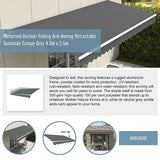 Motorised Outdoor Folding Arm Awning Retractable Sunshade Canopy Grey 4.0m x 2.5m - Extra Image
