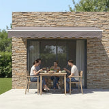Motorised Outdoor Folding Arm Awning Retractable Sunshade Canopy Grey 4.0m x 2.5m - 45-Degree Angle