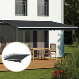 Motorised Outdoor Folding Arm Awning Retractable Sunshade Canopy Grey 4.0m x 2.5m - 45-Degree Angle