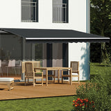 Motorised Outdoor Folding Arm Awning Retractable Sunshade Canopy Grey 4.0m x 2.5m - Front View