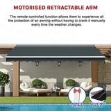 Motorised Outdoor Folding Arm Awning Retractable Sunshade Canopy Grey 4.0m x 2.5m - Extra Image