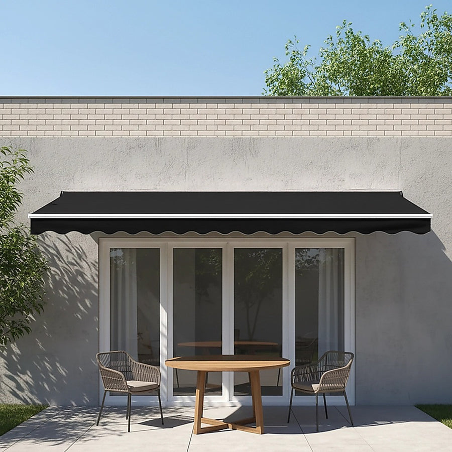 Motorised Outdoor Folding Arm Awning Retractable Sunshade Canopy Black 4.0m x 2.5m, image 7