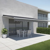 Motorised Outdoor Folding Arm Awning Retractable Sunshade Canopy Grey 4.0m x 3.0m - Front View