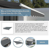 Motorised Outdoor Folding Arm Awning Retractable Sunshade Canopy Grey 4.0m x 3.0m - Extra Image