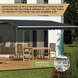 Motorised Outdoor Folding Arm Awning Retractable Sunshade Canopy Grey 4.0m x 3.0m - Extra Image