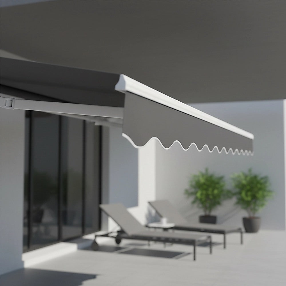 Motorised Outdoor Folding Arm Awning Retractable Sunshade Canopy Grey 4.0m x 3.0m