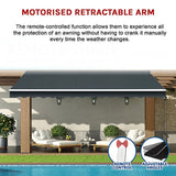 Motorised Outdoor Folding Arm Awning Retractable Sunshade Canopy Grey 4.0m x 3.0m - Extra Image