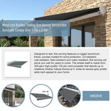 Motorised Outdoor Folding Arm Awning Retractable Sunshade Canopy Grey 5.0m x 2.5m - Extra Image