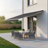 Motorised Outdoor Folding Arm Awning Retractable Sunshade Canopy Grey 5.0m x 2.5m - 45-Degree Angle