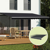 Motorised Outdoor Folding Arm Awning Retractable Sunshade Canopy Grey 5.0m x 2.5m - 45-Degree Angle