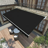 Motorised Outdoor Folding Arm Awning Retractable Sunshade Canopy Black 5.0m x 2.5m