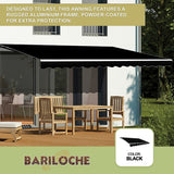 Motorised Outdoor Folding Arm Awning Retractable Sunshade Canopy Black 5.0m x 2.5m - Low Angle