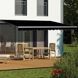 Motorised Outdoor Folding Arm Awning Retractable Sunshade Canopy Black 5.0m x 2.5m - Front View