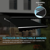 Motorised Outdoor Folding Arm Awning Retractable Sunshade Canopy Black 5.0m x 2.5m - Close-Up Angle