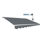 Motorised Outdoor Folding Arm Awning Retractable Sunshade Canopy Grey 5.0m x 3.0m