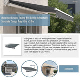 Motorised Outdoor Folding Arm Awning Retractable Sunshade Canopy Grey 5.0m x 3.0m