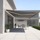 Motorised Outdoor Folding Arm Awning Retractable Sunshade Canopy Grey 5.0m x 3.0m - Close-Up Angle