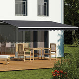 Motorised Outdoor Folding Arm Awning Retractable Sunshade Canopy Grey 5.0m x 3.0m - Front View