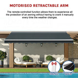 Motorised Outdoor Folding Arm Awning Retractable Sunshade Canopy Grey 5.0m x 3.0m - Extra Image