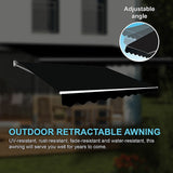 Motorised Outdoor Folding Arm Awning Retractable Sunshade Canopy Black 5.0m x 3.0m - Low Angle