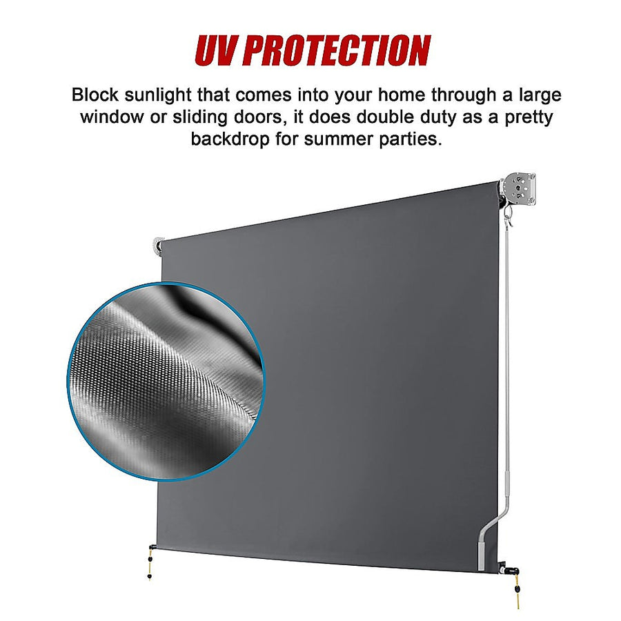 Retractable Straight Drop Roll Down Awning Garden Patio Screen 2.1X2.5M, image 10