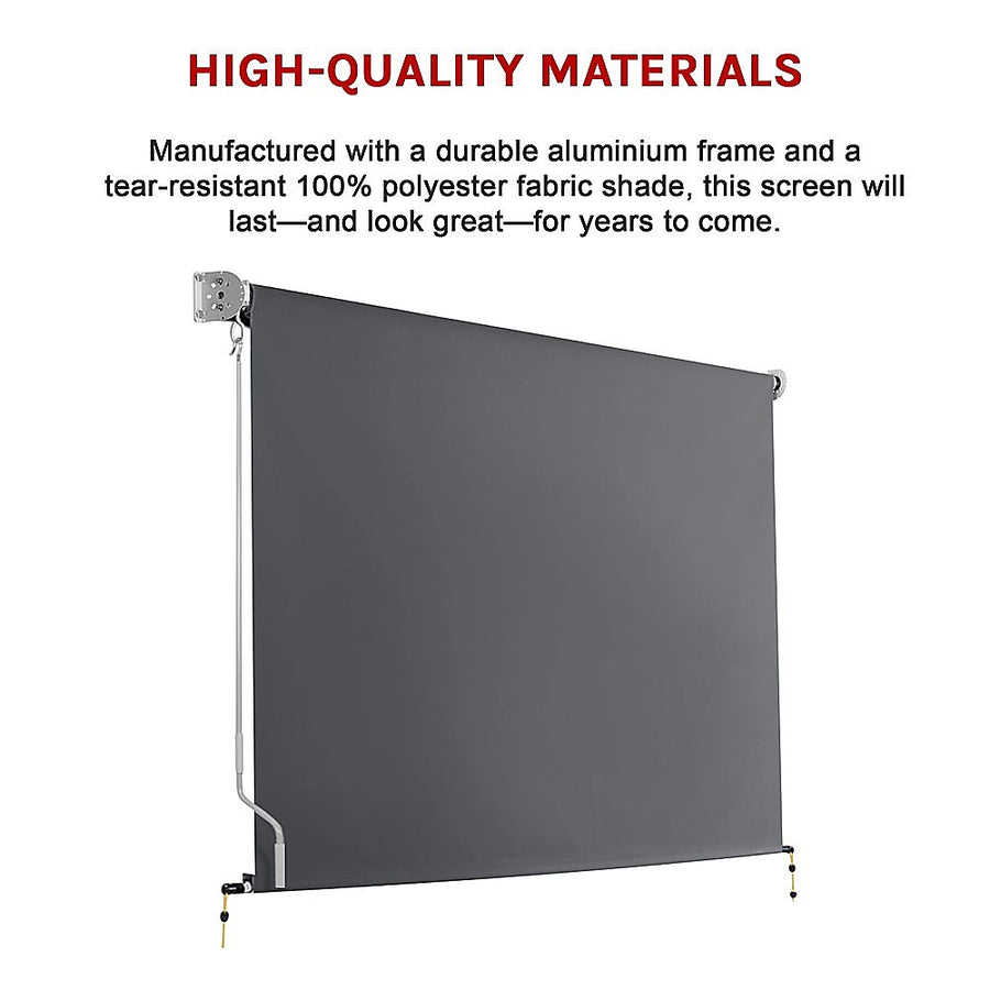 Retractable Straight Drop Roll Down Awning Garden Patio Screen 2.1X2.5M, image 9